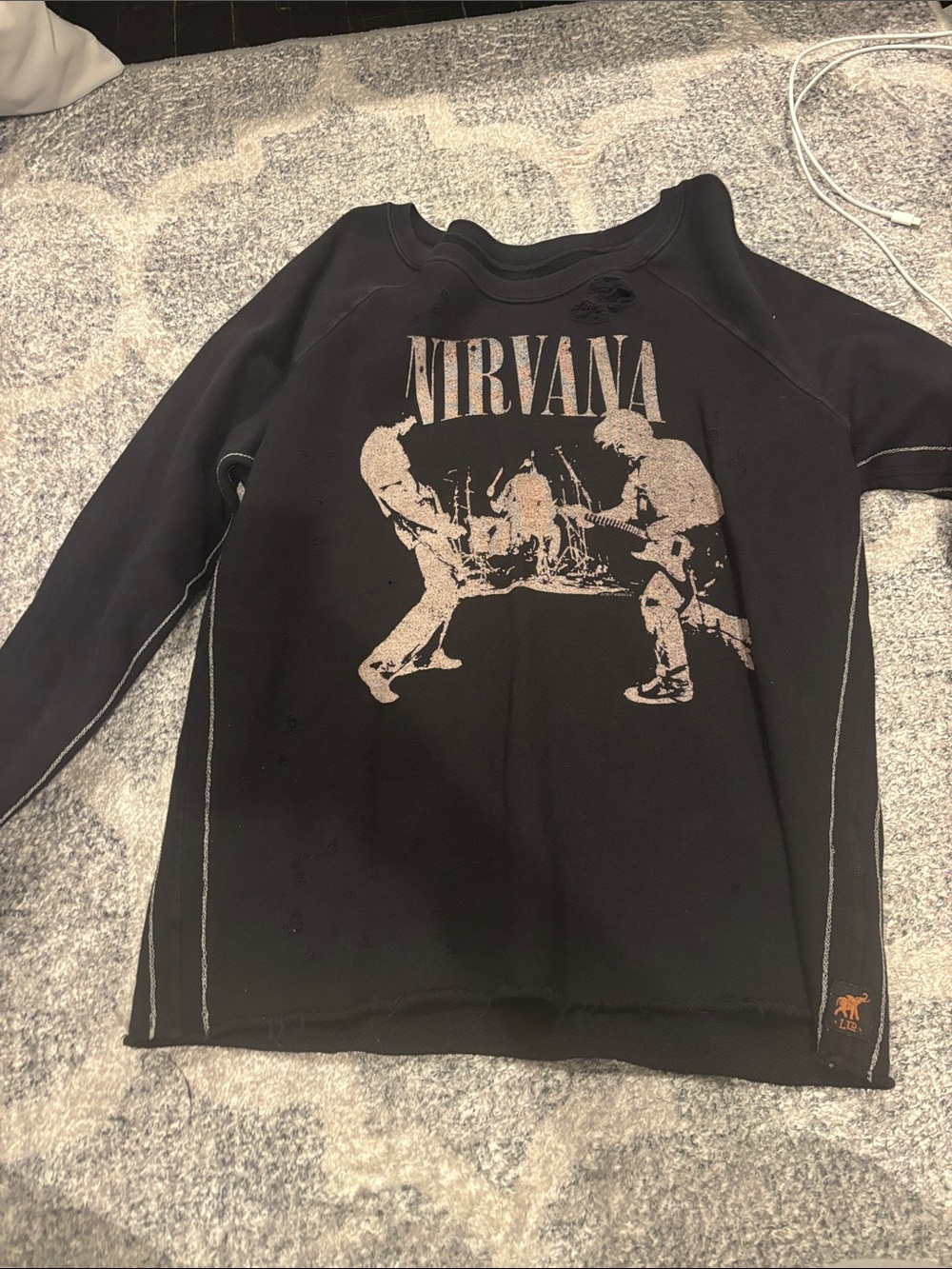 NIRVANA Black Kids Graphic Sweatshirt with Beige Print